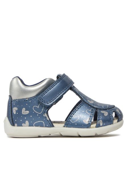 Geox Sandały B Elthan Girl B451QC 000NF C4206 Niebieski. Niebieskie sandały dziewczęce Geox, ze skóry, bez obcasa, bez zapięcia. Za 219.99 zł.