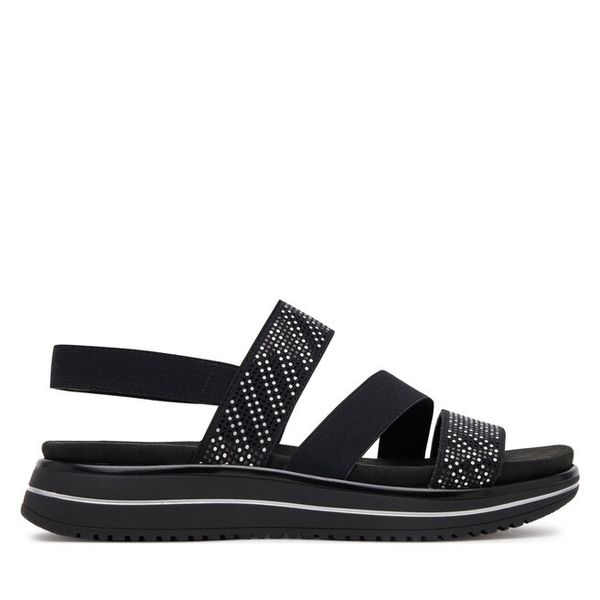 Sandały Remonte. Czarne sandały damskie Remonte, bez wzorów, bez obcasa, na płaskiej podeszwie, bez zapięcia. Za 279.99 zł.