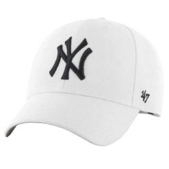 Czapka z daszkiem dla dorosłych 47 Brand New York Yankees. Białe czapki z daszkiem damskie 47 Brand, bez wzorów. Za 99.99 zł.