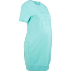 Sukienka dresowa ciążowa, krótki rękaw bonprix morski pastelowy. Zielone sukienki damskie bonprix, z dresówki, z długim rękawem. Za 49.99 zł.