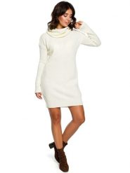 Be Wear Dzianinowa sukienka w kolorze kremowym rozmiar: onesize. Brązowe sukienki damskie Be Wear, bez wzorów, z dzianiny, bez ramiączek. Za 131.12 zł.
