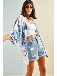 Bianco Lucci Kimono w kolorze biało-granatowym rozmiar: S. Białe swetry klasyczne damskie Bianco Lucci, s, z wiskozy, bez kołnierzyka. Za 57.06 zł.