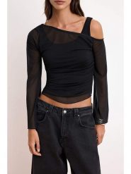 Trendyol Bluzka w kolorze czarnym rozmiar: XL. Czarne bluzki damskie Trendyol, xl, bez wzorów, bez kołnierzyka, bez ramiączek. Za 86.99 zł.