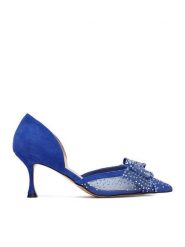 Eva Minge Szpilki EO-AVA-78096-202 Niebieski. Niebieskie szpilki damskie Eva Minge, bez wzorów, ze skóry, bez obcasa, na szpilce, bez zapięcia. Za 449.99 zł.