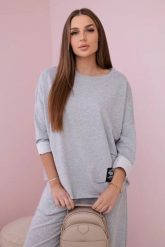 Komplet bawełniany bluza + spodnie jasny szary. Szare bluzy damskie KESI, l, bez wzorów, z bawełny, bez kaptura. Za 284.37 zł.