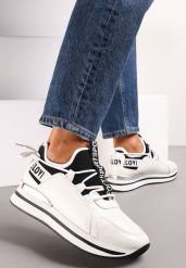 Białe Sneakersy na Platformie z Metaliczną Wstawką Constony. Białe obuwie sportowe damskie Renee, bez zapięcia. Za 89.99 zł.