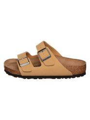 Birkenstock Skórzane klapki "Arizona" w kolorze beżowym rozmiar: 36. Brązowe klapki damskie Birkenstock, bez wzorów, z otwartym noskiem, bez obcasa, bez zapięcia. Za 303.06 zł.