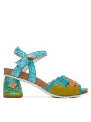 Laura Vita Sandały Framboiseo 34 Turkusowy. Niebieskie sandały damskie LAURA VITA, bez wzorów, ze skóry, bez obcasa, na słupku, bez zapięcia. Za 429.99 zł.