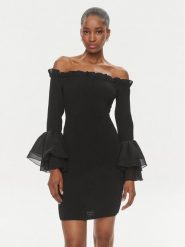 ROTATE Sukienka koktajlowa Chiffon 112112100 Czarny Regular Fit. Czarne sukienki damskie ROTATE, bez wzorów, z syntetyku, wizytowe, bez ramiączek. Za 629.99 zł.