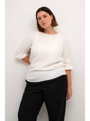 KAFFE curve Sweter w kolorze białym rozmiar: M. Białe swetry klasyczne damskie KAFFE curve, m, bez kołnierzyka. Za 130.99 zł.