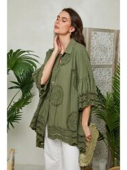 Lin Passion Koszula w kolorze khaki rozmiar: 38/40. Brązowe koszule damskie Lin Passion, bez wzorów, z bawełny, klasyczne, bez kołnierzyka, bez ramiączek. Za 173.99 zł.