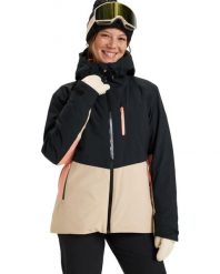 Kurtka narciarska damska Roxy Peakside Insulated Snow 10K. Czarne kurtki sportowe damskie Roxy, na zimę, l, bez wzorów, z materiału, z kapturem. Za 685.49 zł.