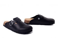 DR. BRINKMANN 600159-01 schwarz, klapki damskie. Czarne klapki damskie Dr. Brinkmann, bez wzorów, ze skóry, bez obcasa, bez zapięcia. Za 246.42 zł.