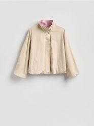 Kurtka boxy - kremowy. Białe kurtki damskie Reserved, l, bez wzorów, z bawełny, bez kaptura. Za 199.99 zł.