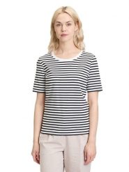 BETTY & CO Koszulka w kolorze biało-granatowym rozmiar: M. Białe bluzki damskie Betty & Co, m, bez wzorów, bez kołnierzyka, bez ramiączek. Za 60.99 zł.