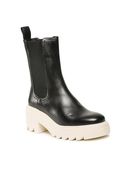 Gino Rossi Botki RST-CIRCLE-02B Czarny. Czarne botki damskie Gino Rossi, ze skóry, bez obcasa, na słupku, bez zapięcia. Za 208.99 zł.