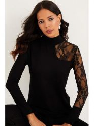 Milan Kiss Bluzka w kolorze czarnym rozmiar: S. Czarne bluzki damskie Milan Kiss, s, bez wzorów, z koronki, bez kołnierzyka, bez ramiączek. Za 121.51 zł.