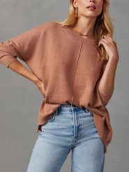 Milan Kiss Sweter w kolorze jasnobrązowym rozmiar: XL. Brązowe swetry klasyczne damskie Milan Kiss, xl, bez kołnierzyka. Za 149.31 zł.
