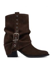 G-STAR Kowbojki CEO-59132-01R Brązowy. Brązowe botki damskie G-Star, ze skóry, retro, bez obcasa, na słupku, bez zapięcia. Za 399.99 zł.