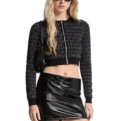 Kurtka MICHAEL KORS MK NK ZIP CARDI Czarny. Czarne kurtki damskie Michael Kors Access, m, bez wzorów, z tkaniny, bez kaptura. Za 435.99 zł.