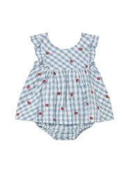 Mayoral Sukienka letnia 1814 Błękitny Regular Fit. Niebieskie sukienki dziewczęce Mayoral, bez wzorów, z bawełny, bez ramiączek, proste. Za 159.99 zł.