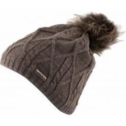 Damska czapka Areco Brown z pomponem i polarem. Brązowe czapki damskie Erima, bez wzorów, z materiału. Za 151.99 zł.