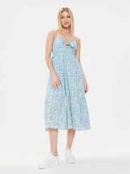 Pepe Jeans Sukienka letnia Mallory Print PL953533 Niebieski Regular Fit. Niebieskie sukienki damskie Pepe Jeans, bez wzorów, z bawełny, bez ramiączek. Za 379.99 zł.