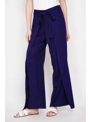 ASSUILI Lniane spodnie w kolorze granatowym rozmiar: 38. Niebieskie spodnie materiałowe damskie Assuili, bez wzorów, ze lnu. Za 121.99 zł.