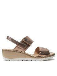 Caprice Sandały 9-28251-42 Złoty. Żółte sandały damskie Caprice, bez wzorów, ze skóry, bez obcasa, na koturnie, bez zapięcia. Za 206.99 zł.