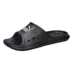 Klapki plażowe Puma DIVECAT DRY. Czarne klapki damskie Puma, bez wzorów, z materiału, bez obcasa, bez zapięcia. Za 83.99 zł.