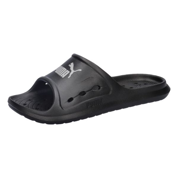 Klapki plażowe Puma DIVECAT DRY. Czarne klapki damskie Puma, bez wzorów, z materiału, bez obcasa, bez zapięcia. Za 83.99 zł.