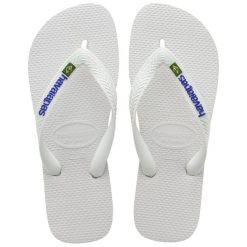 Klapki Havaianas Model 4110850 Kolor Biały. Białe klapki damskie Havaianas, bez wzorów, z gumy, bez obcasa, bez zapięcia. Za 105.40 zł.