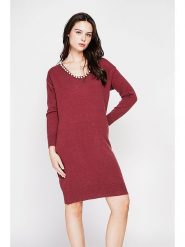 C& Jo Sukienka dzianinowa w kolorze bordowym rozmiar: 42. Czerwone sukienki damskie C& Jo, bez wzorów, z dzianiny, klasyczne, bez ramiączek. Za 121.99 zł.