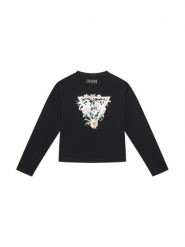 Guess Bluzka J5YI36 K6YW4 Czarny Regular Fit. Czarne bluzki i koszule dziewczęce Guess, z aplikacjami, z bawełny, bez kołnierzyka, bez ramiączek. Za 79.99 zł.