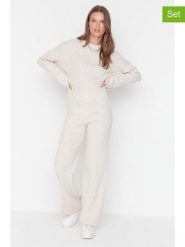 Trendyol 2-częściowy zestaw w kolorze jasnoszarym rozmiar: L. Szare swetry klasyczne damskie Trendyol, l, ze splotem, bez kołnierzyka. Za 86.99 zł.