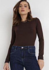 Ciemnobrązowe Body Maerane. Brązowe body i gorsety Born2be, bez wzorów, z jeansu. Za 84.99 zł.