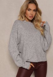 Szary Casualowy Sweter z Wełną Sassilae. Szare swetry klasyczne damskie Renee, m, z jeansu, bez kołnierzyka. Za 119.99 zł.