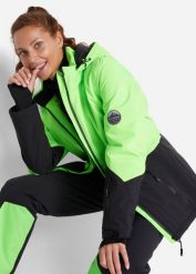 Kurtka funkcyjna. Zielone kurtki sportowe damskie bonprix, bez wzorów. Za 319.99 zł.