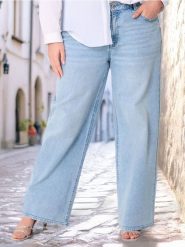 Jeansy wide leg z wysokim stanem Plus Size - niebieski. Niebieskie jeansy damskie Sinsay, z podwyższonym stanem, plus size. W wyprzedaży za 42.99 zł.