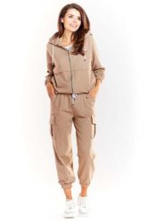 Beżowa Krótka Rozpinana Bluza z Kapturem. Brązowe bluzy damskie Infinite You, l, bez wzorów, z bawełny, z kapturem. Za 194.90 zł.