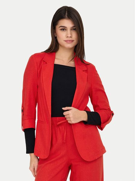 ONLY Marynarka Caro 15312199 Czerwony Loose Fit. Czerwone marynarki i żakiety damskie Only, bez wzorów, ze lnu. Za 109.99 zł.