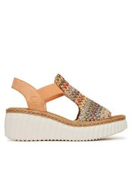 Rieker Sandały CEO-69172-92 Kolorowy. Sandały damskie Rieker, bez wzorów, z syntetyku, bez obcasa, na koturnie, bez zapięcia. Za 329.99 zł.