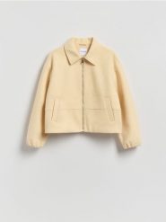 Kurtka z kołnierzem - jasnożółty. Żółte kurtki damskie Reserved, l, bez wzorów, z tkaniny, bez kaptura. Za 159.99 zł.