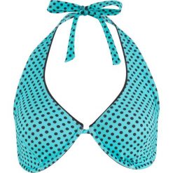 Biustonosz bikini na fiszbinach bonprix turkusowo-czarny z nadrukiem. Niebieskie bikini bonprix, z nadrukiem. Za 49.99 zł.