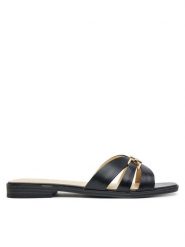 Guess Klapki FLJRLL LEA19 Czarny. Czarne klapki damskie Guess, z aplikacjami, ze skóry, bez obcasa, bez zapięcia. Za 249.99 zł.
