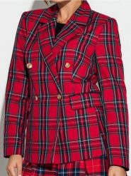 Żakiet w kratę z ozdobnymi guzikami - wielobarwny. Marynarki i żakiety damskie Sinsay, l, bez wzorów. Za 79.99 zł.