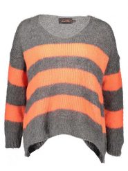 Miss goodlife Sweter w kolorze szaro-pomarańczowym rozmiar: XL. Pomarańczowe swetry klasyczne damskie miss goodlife, xl, z wełny, bez kołnierzyka. Za 114.17 zł.