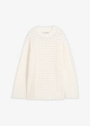 Sweter ażurowy. Białe swetry klasyczne damskie bonprix, bez kołnierzyka. Za 59.99 zł.