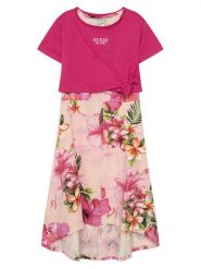 Guess Sukienka codzienna J6GK15 K6YW4 Różowy ciemny Regular Fit. Czerwone sukienki dziewczęce Guess, z aplikacjami, z bawełny, bez ramiączek, proste. Za 234.99 zł.