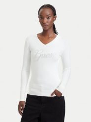Guess Sweter W6YR29 Z0977 Kremowy Regular Fit. Białe swetry klasyczne damskie Guess, xl, z wiskozy, bez kołnierzyka. Za 344.99 zł.